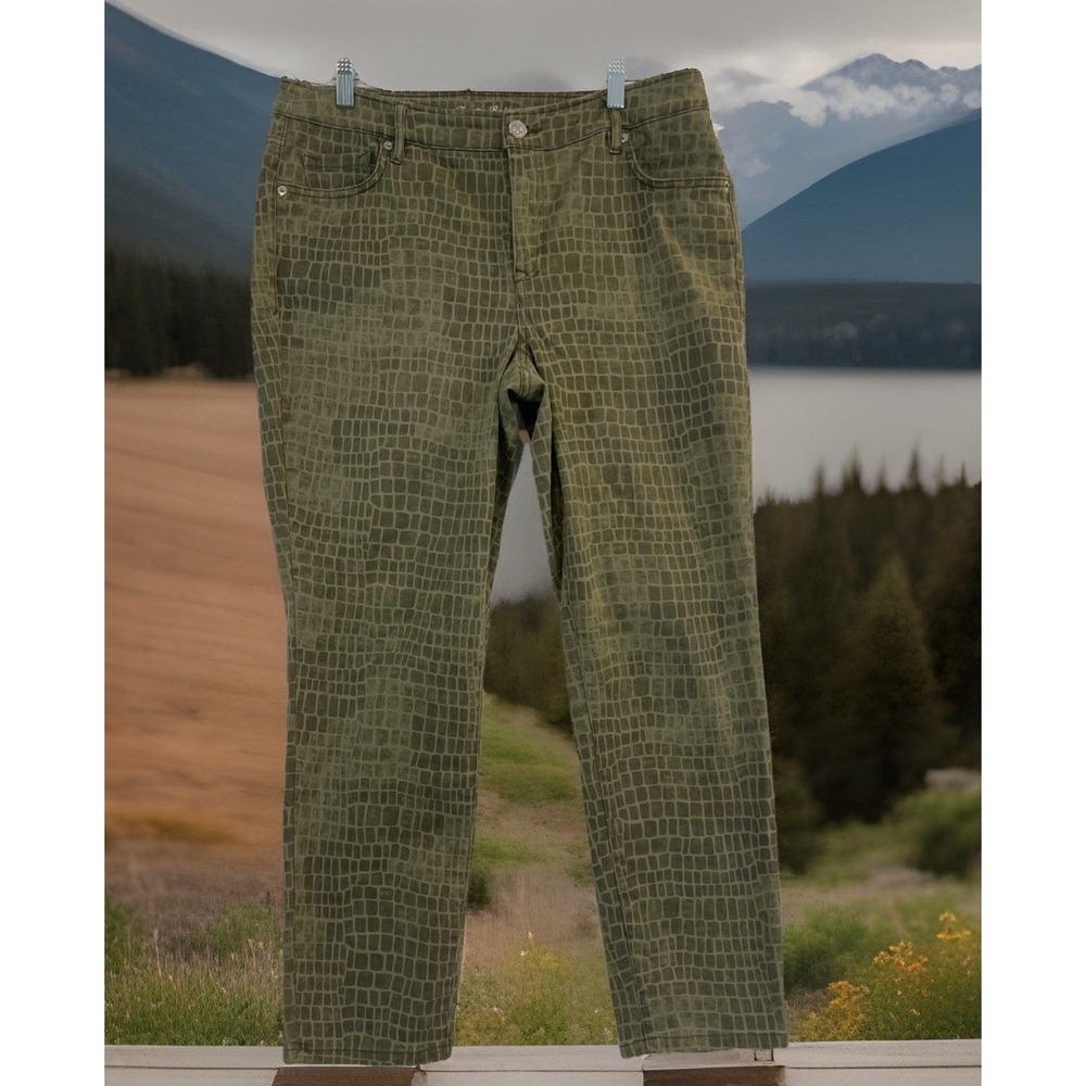 Tommy Bahama Pants Women Sz 12 Animal Print Reptile Boracay Beach Hi-Rise Ankle‎